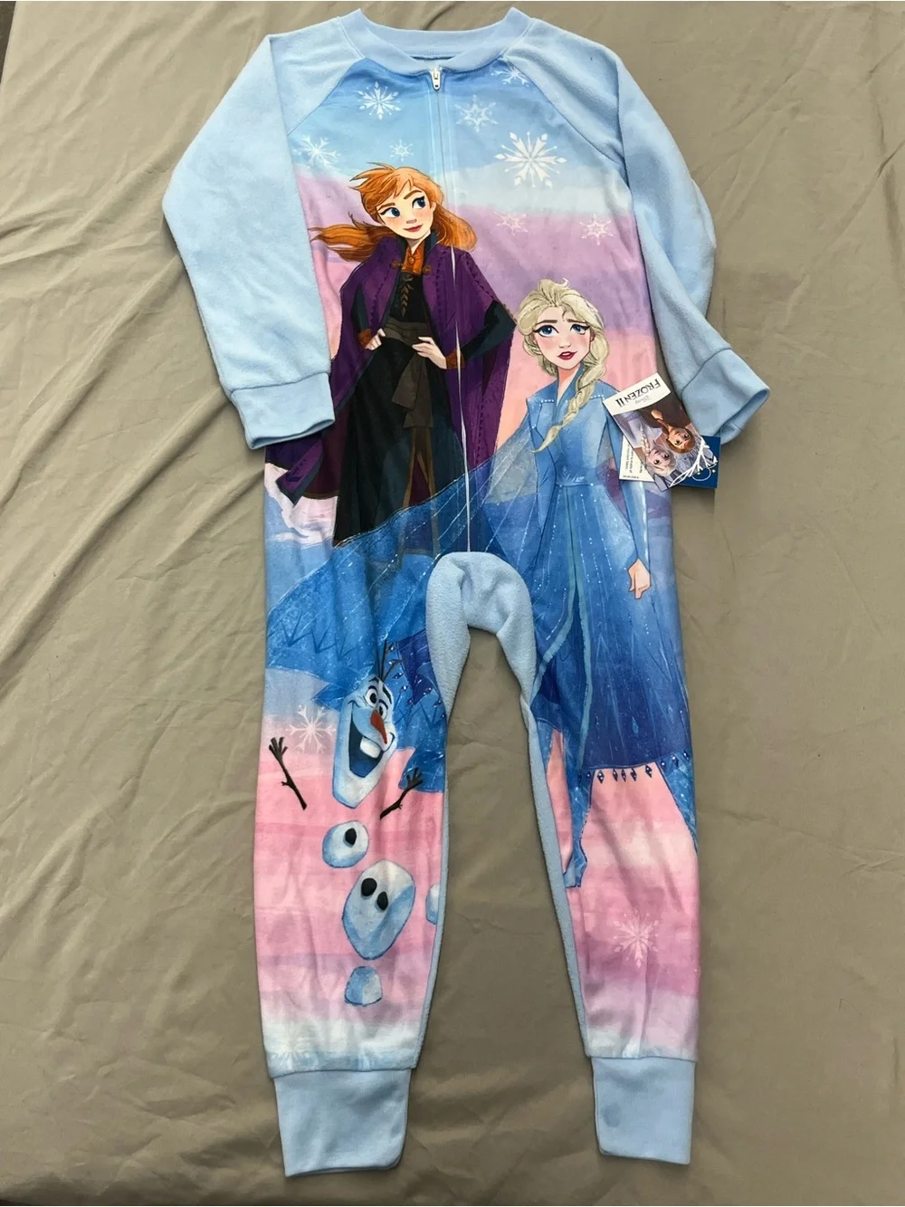Disney Frozen Anna & Elsa Light Blue and Pink One Piece Pajamas Size 4/5 NWT